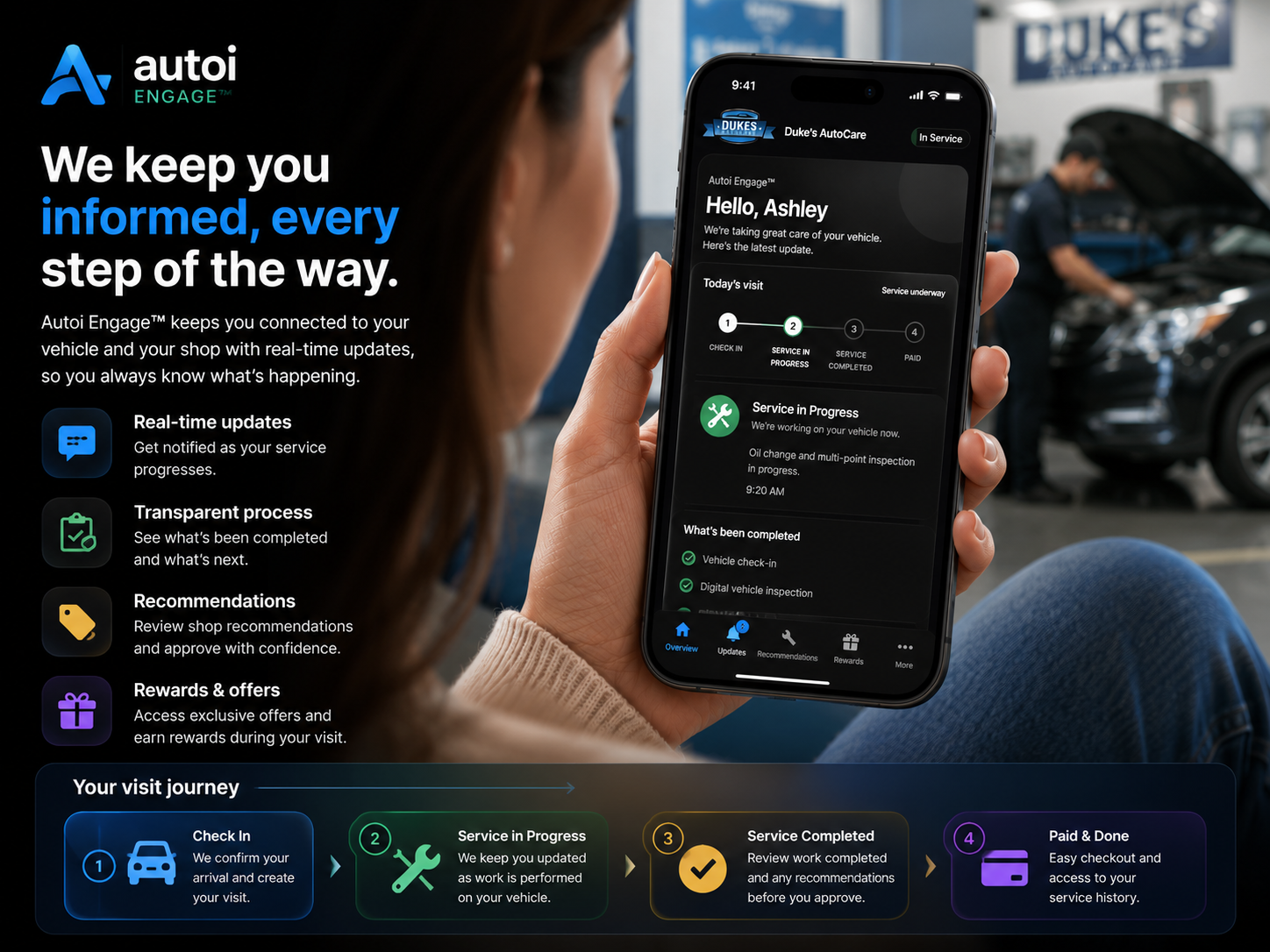Autoi Engage keeps customers informed throughout the service visit